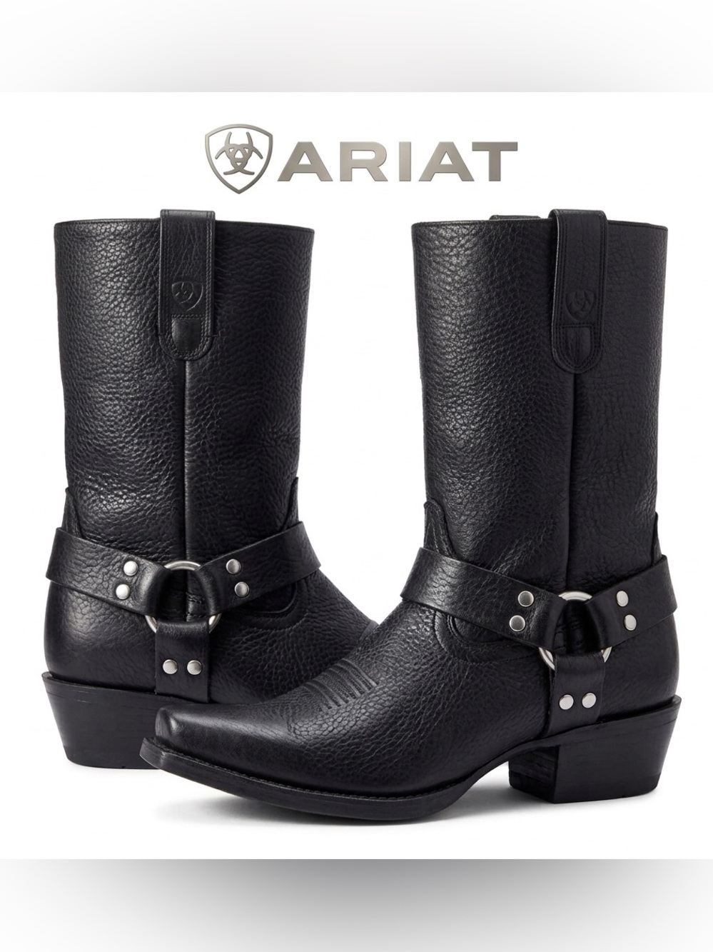 RARE Ariat Hollywood Harness Black Leather Harness Mid-Calf Biker Western Boots